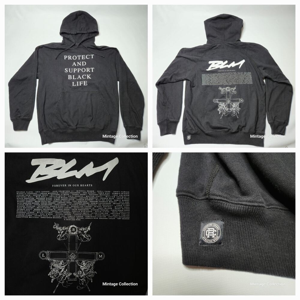Reigning Champ x Osifeso x Vides Protect and Support Black Life BLM Hoodie Sz L